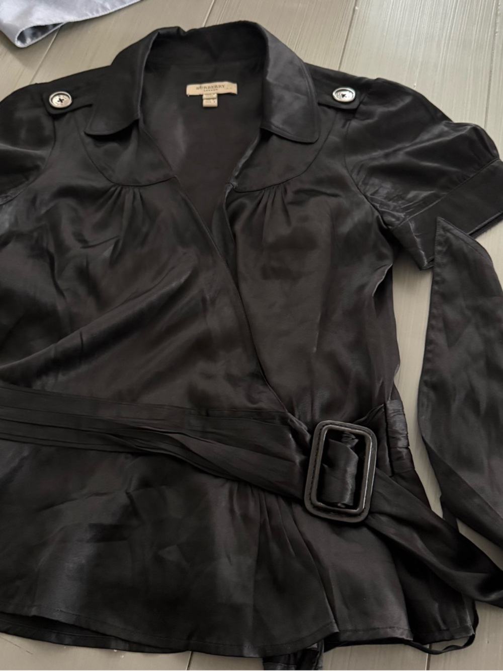 Black Burberry London Viscose Belted Blouse Shirt